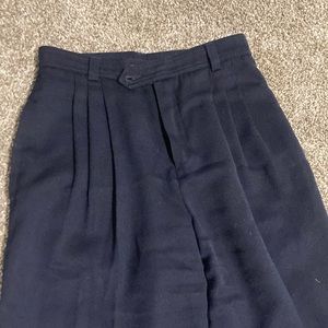Vintage 90s Pleated Trousers Straight Leg Navy Blue